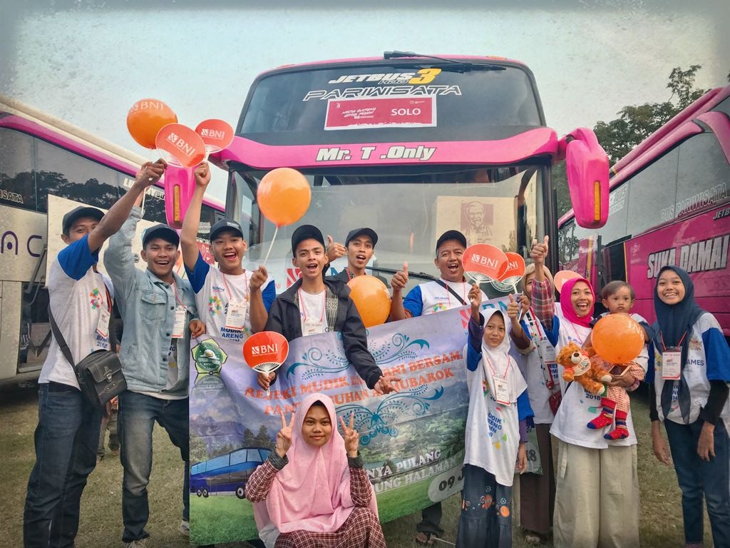 Ramaikan Mudik Gratis Bareng BUMN 2018, BNI Bersinergi dengan Garuda dan KAI Angkut 1.250 Pemudik Pulang Kampung