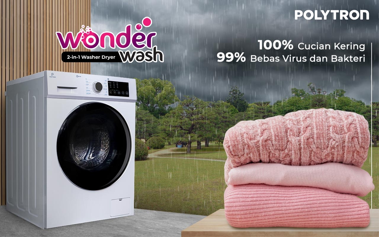 Polytron Hadirkan Wonderwash 2-in-1 Washer Dryer, Bisa Mencuci dengan Air Hangat