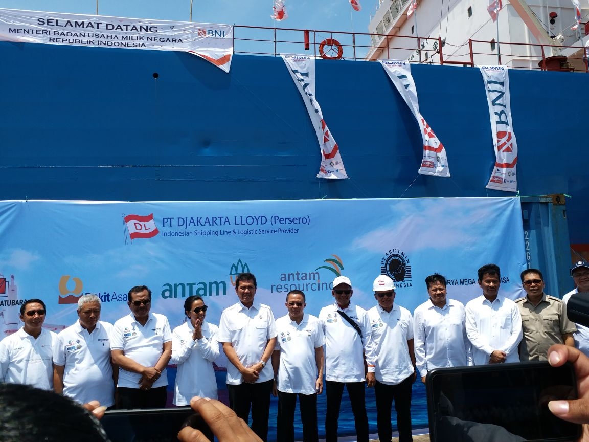Ke Batam, Menteri Rini Resmikan MV Dharma Lautan Intan Milik Djakarta Lloyd dan Kawal Program Padat Karya Tunai