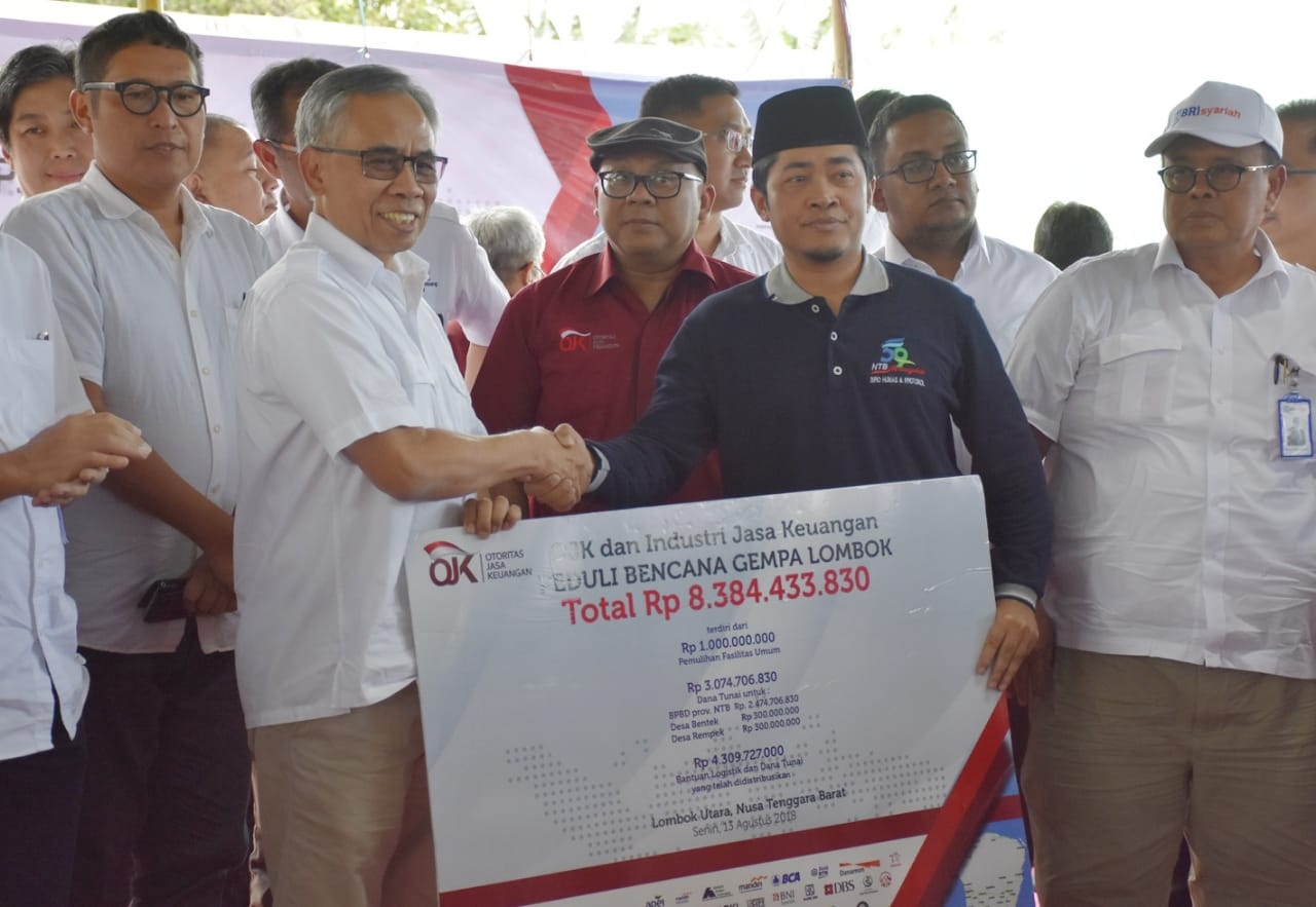 OJK dan Industri Jasa Keuangan Beri Bantuan Korban Bencana Lombok