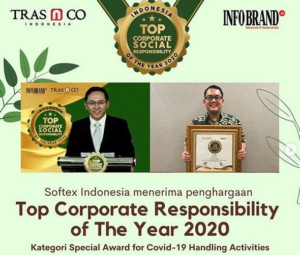 Aktif Perangi COVID-19, Softex Raih Indonesia Top Corporate Social Responsibility of The Year 2020