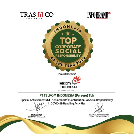 Telkom Raih Indonesia Top Corporate Social Responsibility of the year 2020