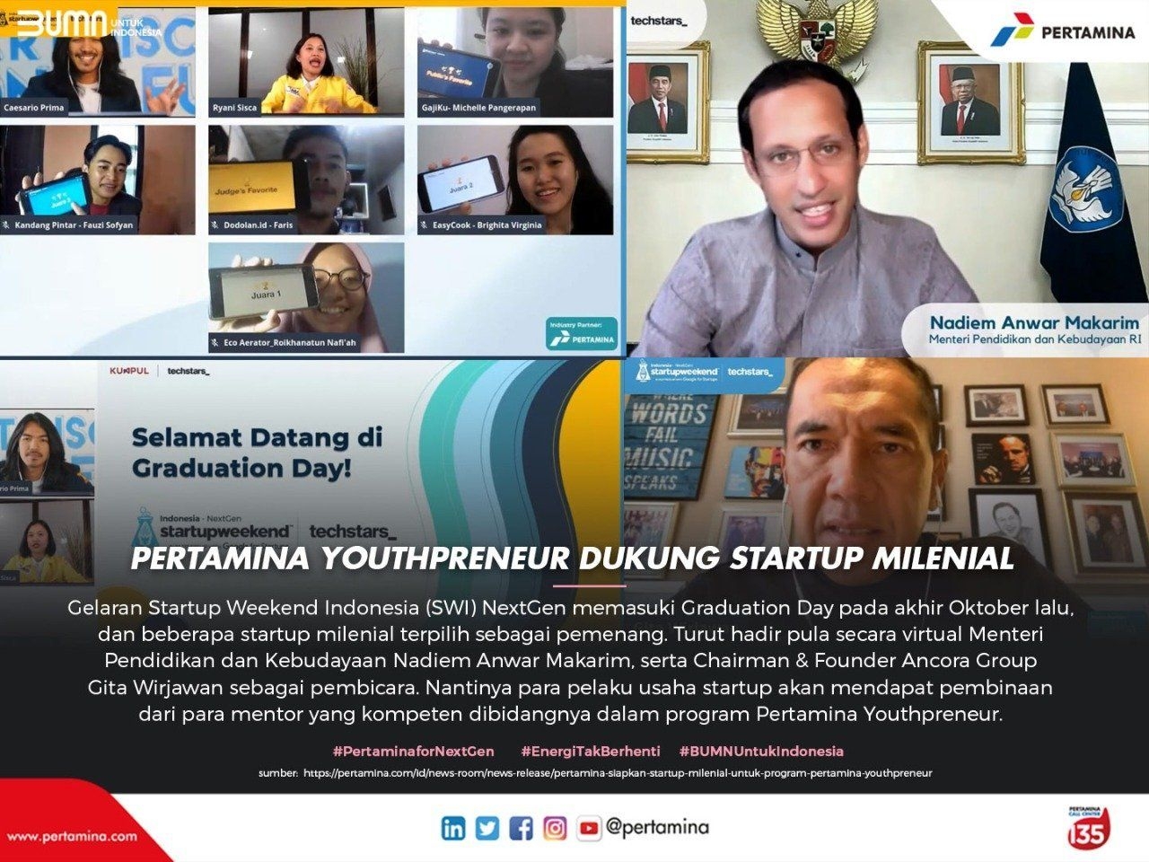 Pertamina Jaring Wirausaha Milenial Lewat Program Youthpreneur 2020
