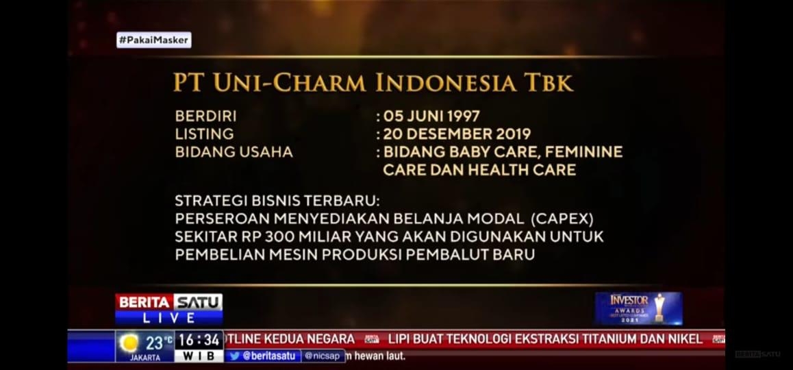 PT Uni-Charm Indonesia Tbk. Menang Penghargaan Emiten di Investor Awards 2021